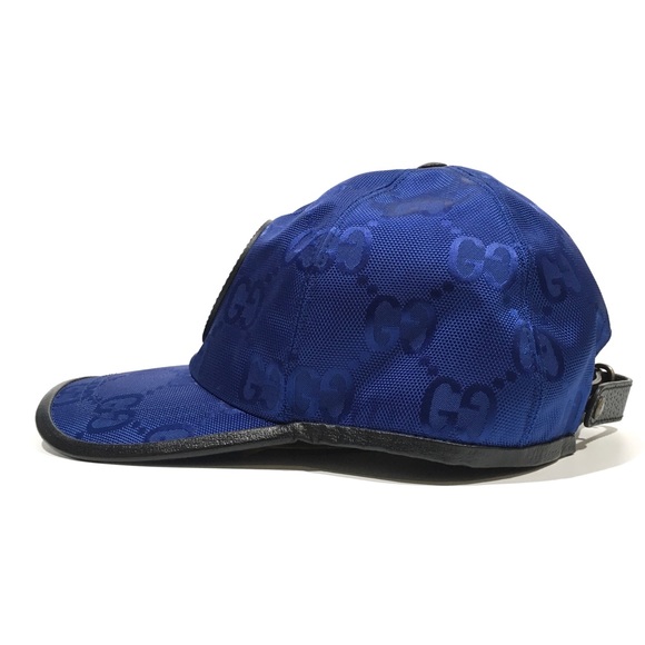 GUCCI JEREMI GUCCISSIMA BASEBALL CAP HAT -SIZE M -ROYAL BLUE / BLACK -NWT - Picture 2 of 11